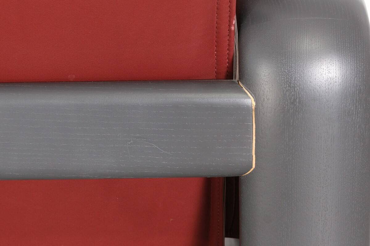 Vintage Sofa / Rosenthal 'Hombre' / 2-Sitzer / Leder weinrot / Gestell anthrazit