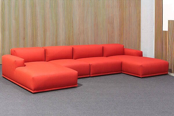 Neuwertig / MUUTO 'Connect' / Stoff Remix / Farbe 643 rot - Variante 3 - Modul J, C, D + K
