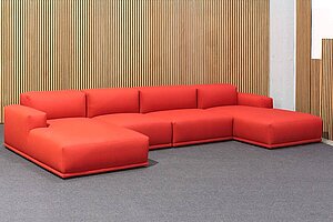Neuwertig / MUUTO 'Connect' / Stoff Remix / Farbe 643 rot - Variante 3 - Modul J, C, D + K