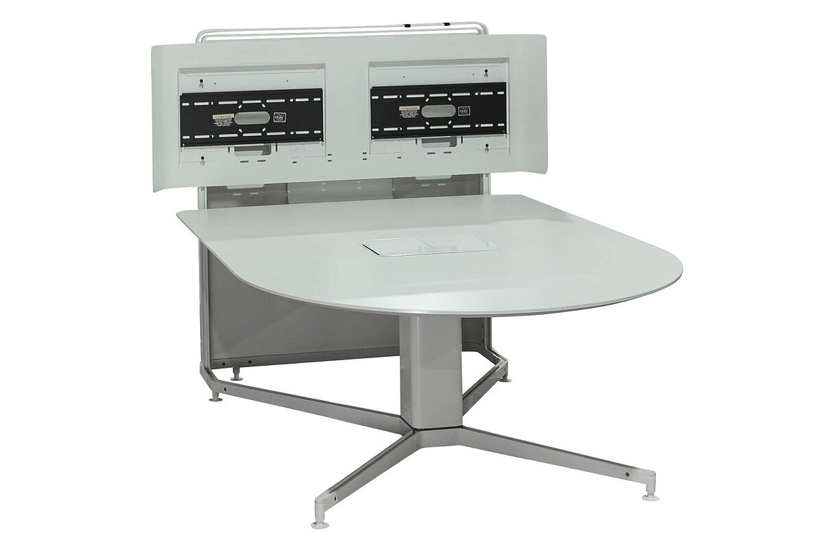 Konferenzanlage / Steelcase 'media:scape TC' / 150 x 200 cm / weiß / 2 Monitorhalter