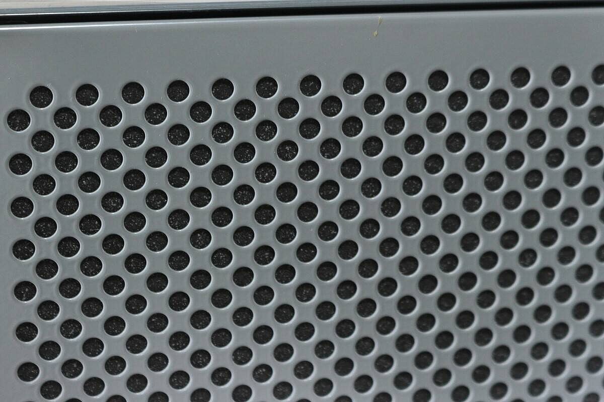 Sideboard / USM Haller / 6 Fächer mit Klappen / mittelgrau / Akustikfront