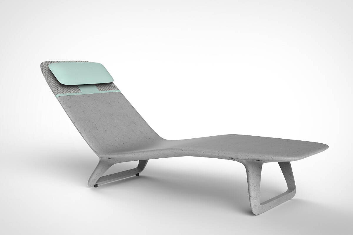 Beton-Sitzliege 'Heated Lounger' in hellgrau inkl. Heizfunktion - Design: Sacha Lakic