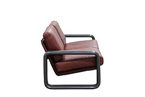 Vintage Sofa / Rosenthal 'Hombre' / 2-Sitzer / Leder weinrot / Gestell anthrazit