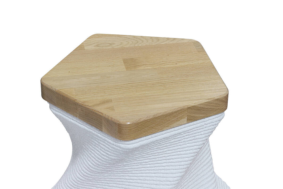 Felswind Hocker / 3D-Betondruck / weiß/eiche
